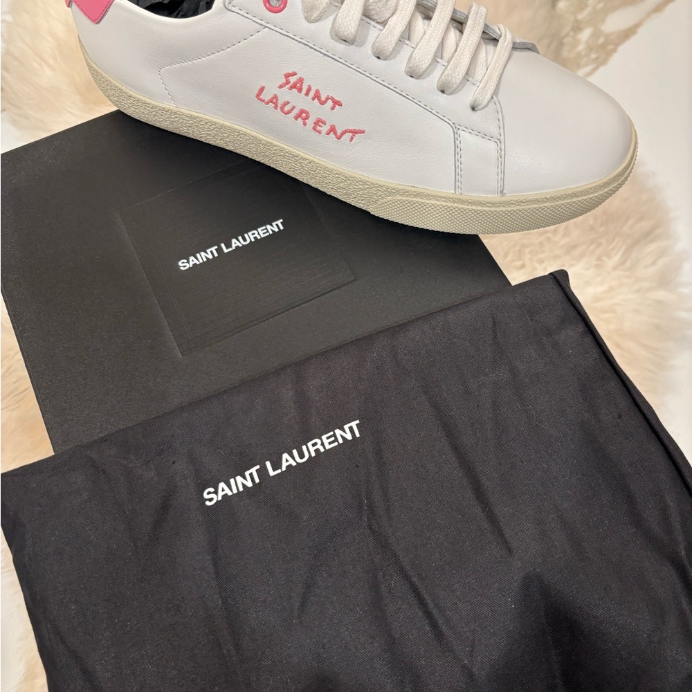 Saint Laurent White and Pink Sneakers Minimalist Design
